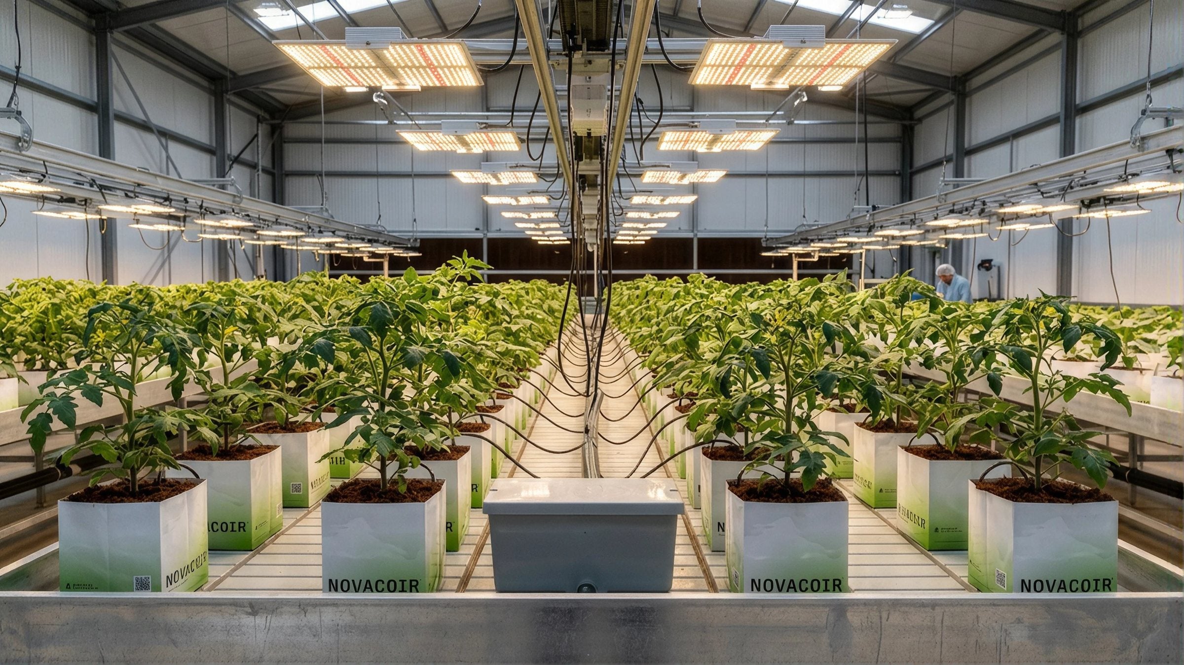 Greenhouse rows grown in NOVACOIR